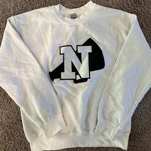 White and black letter N crewneck sweatshirt